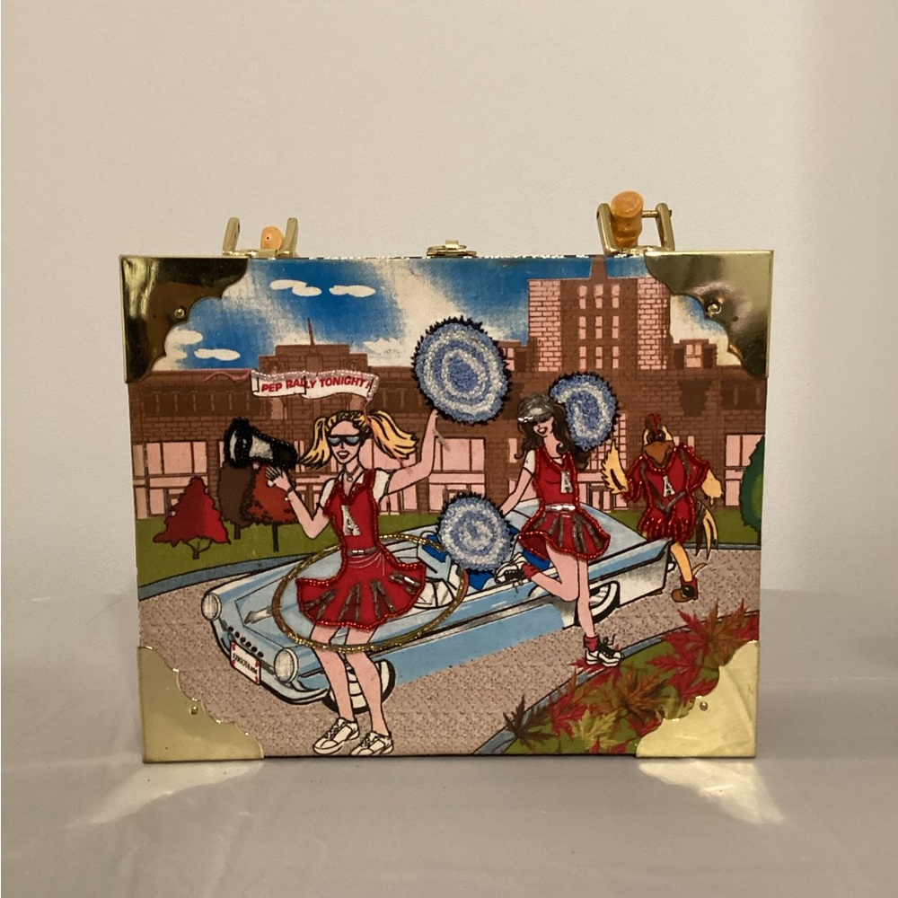 Cheerful Graphic Women Bag with Gold Accents